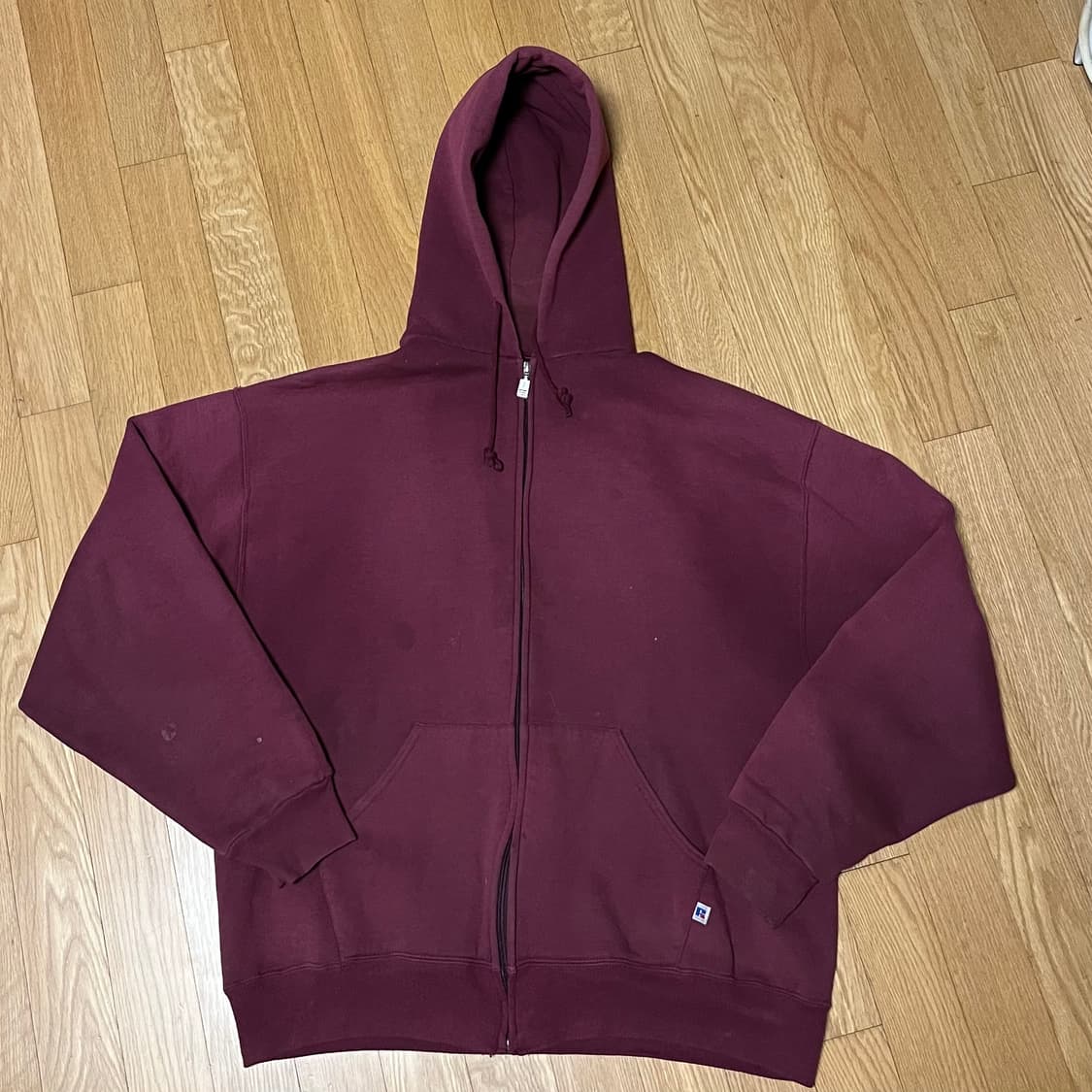 [L] 90s 빈티지 러셀 후드집업 썬페이디드 버건디 상품이미지1