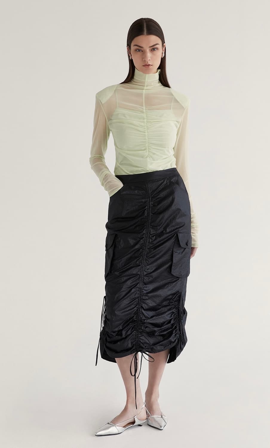 새상품) 드래곤블루스 스트링 셔링 카고 스커트 상품이미지4