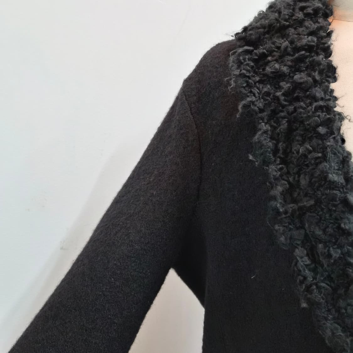 디젤 울100 블랙 셰어링 라펠 롱코트 상품이미지8