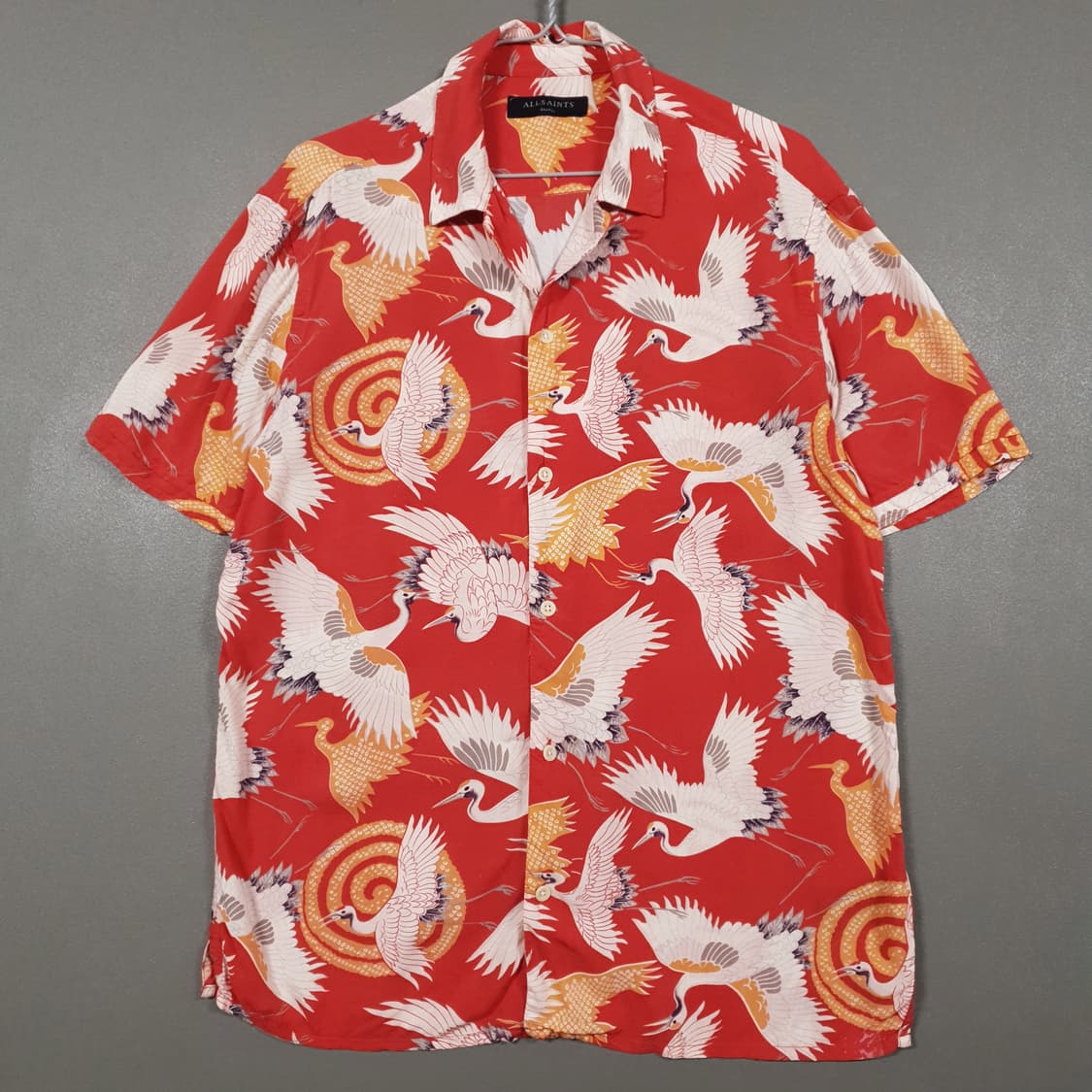올세인츠 신형 스루 셔츠 학 올오버 패턴 하와이안 반팔 셔츠 박재범 L 상품이미지6