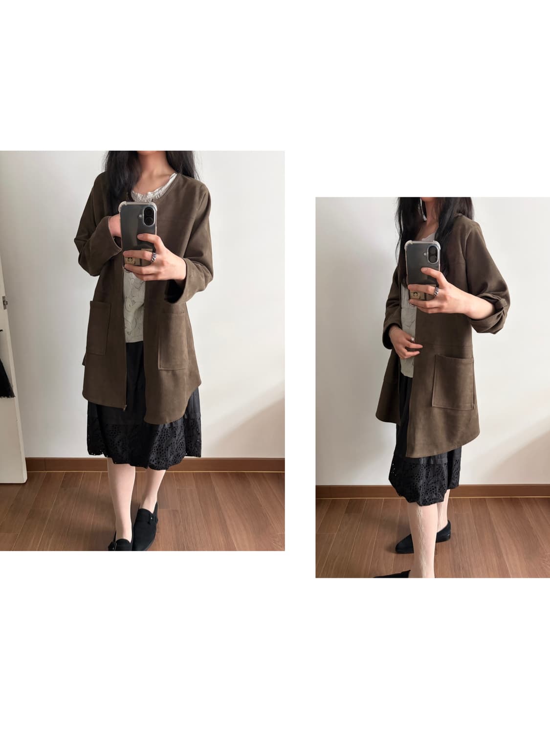 non collar suede zip-up jacket 상품이미지5