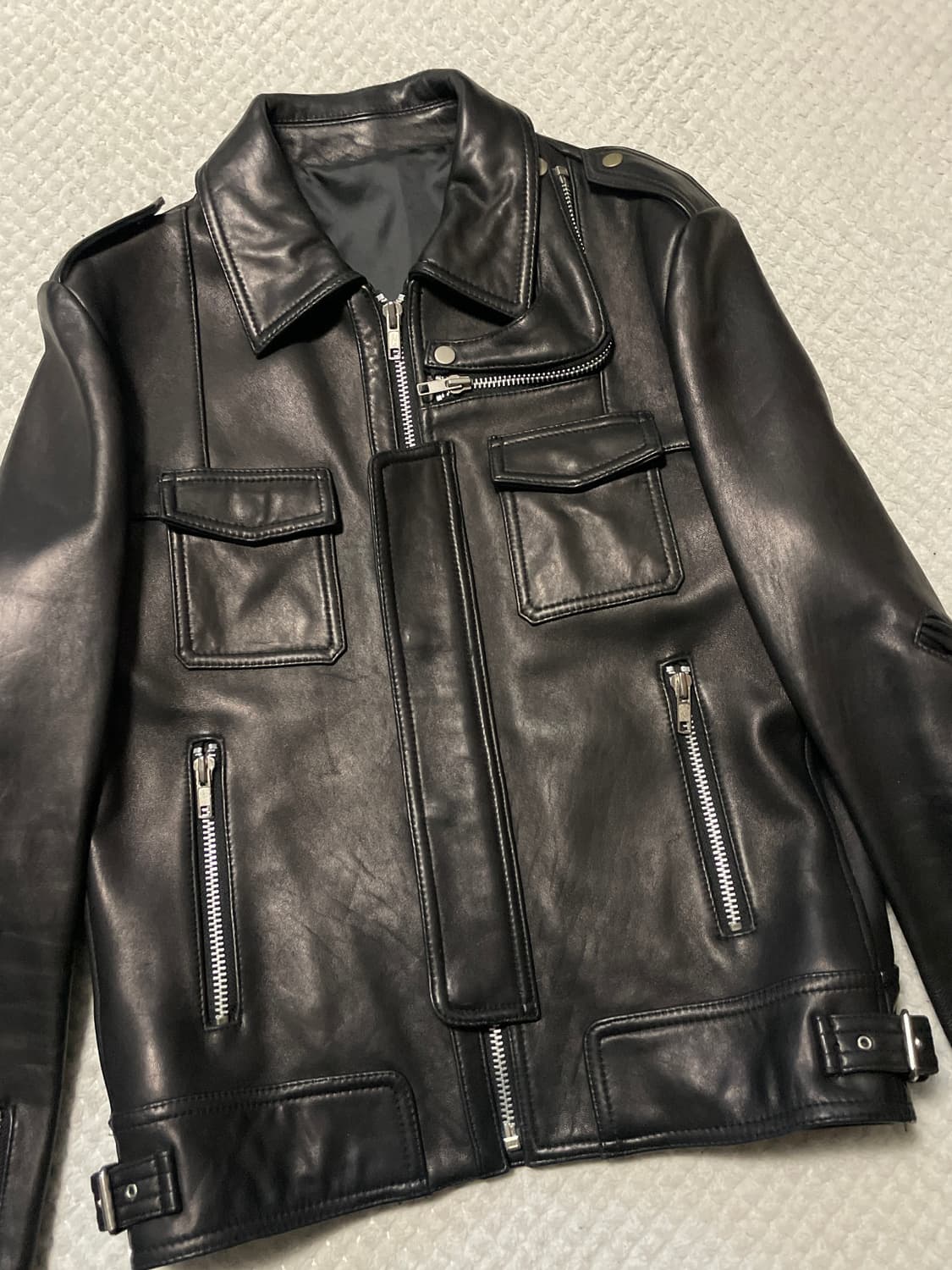 광희시장 웨스턴 무드 램스킨 양가죽 포켓 레더 자켓 상품이미지6