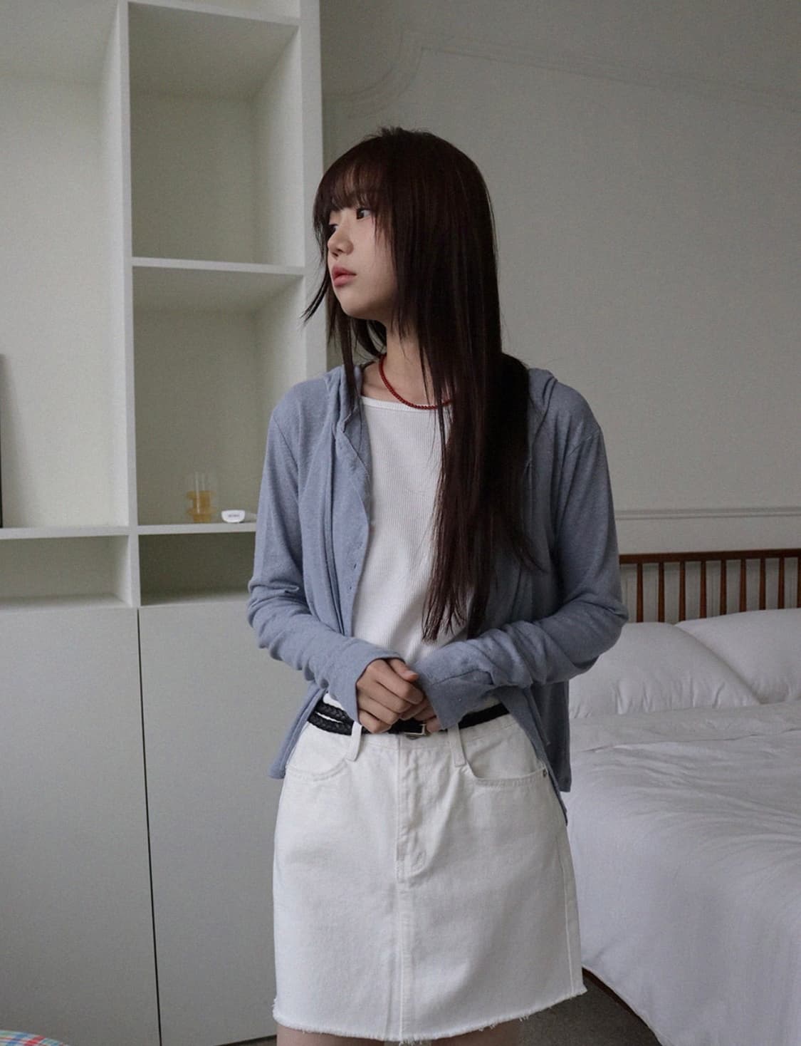 헤인트 린넨 후디 가디건 그레이 상품이미지1