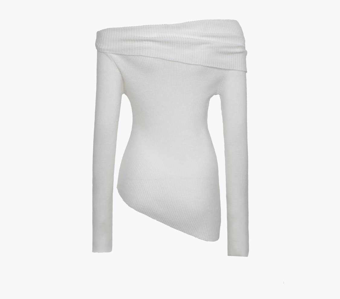 러프넥 LINE SHIFT KNIT IVORY 상품이미지2