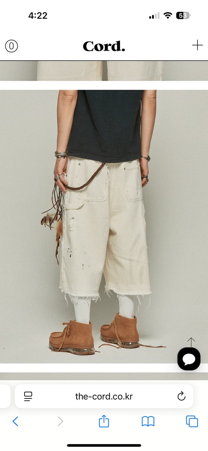 (새상품) CORD 코드 페인티드 워시드 버뮤다 팬츠 L 상품이미지3