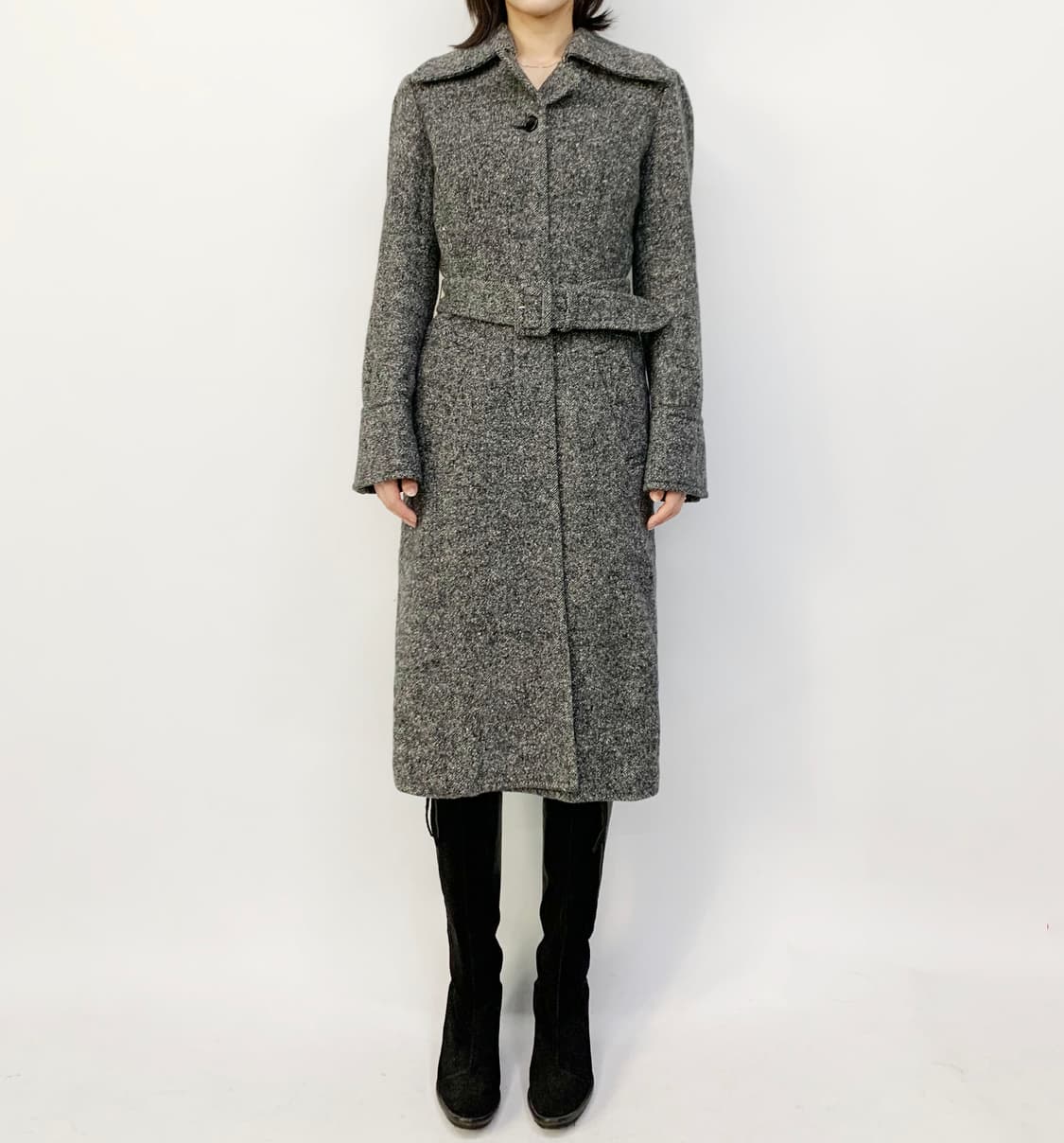 YOSHIHISA KAWAKAMI 헤링본 울 코트 상품이미지2