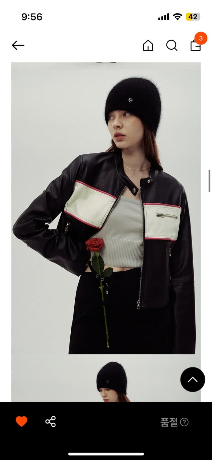 (슬기해린 착용)시눈 슬림 바이커 레더자켓 상품이미지3