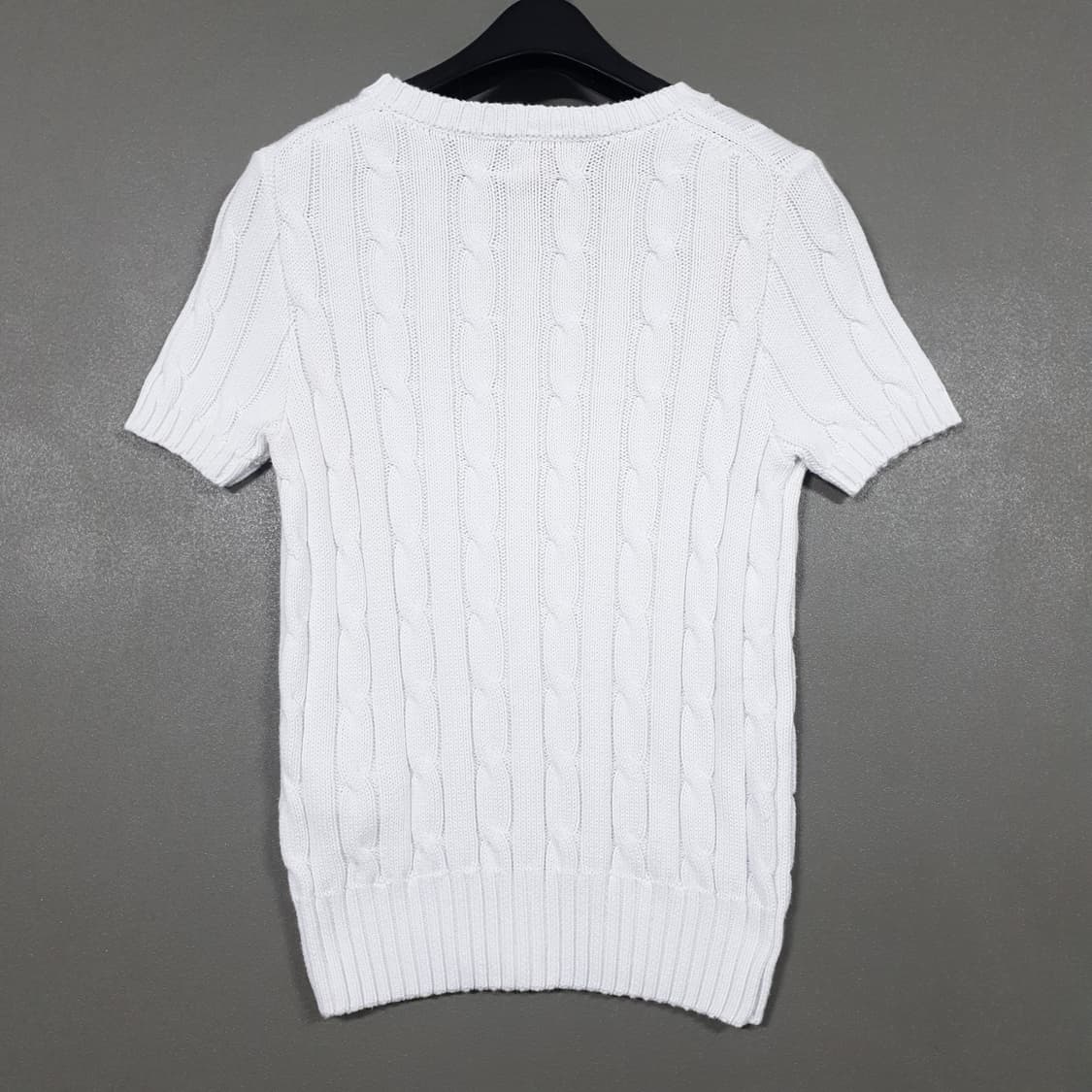 여성 S 폴로 랄프로렌 신형 포니 케이블 반팔 꽈배기 니트 스웨터 화이트 상품이미지9