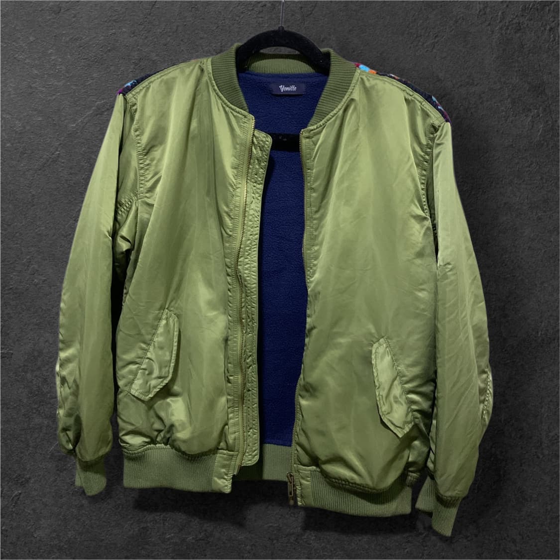 크로쉐 배색 블루종 항공점퍼 봄버 자켓 상품이미지2