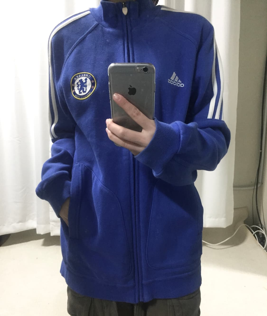 아디다스 블루 첼시 코튼 면 져지 집업 트랙탑 100 상품이미지1