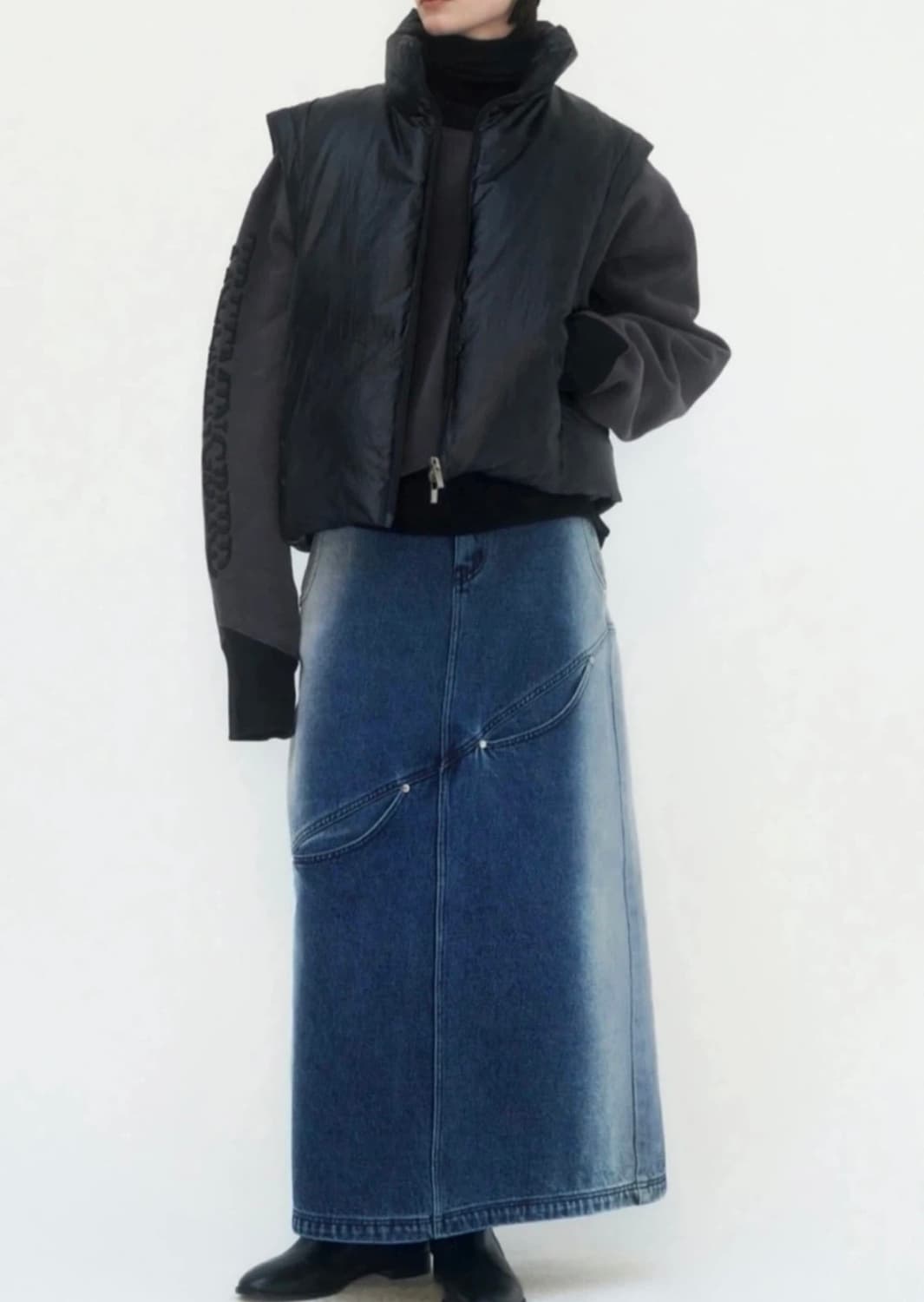 트리밍버드 나일론 투웨이 크롭 패딩 상품이미지1