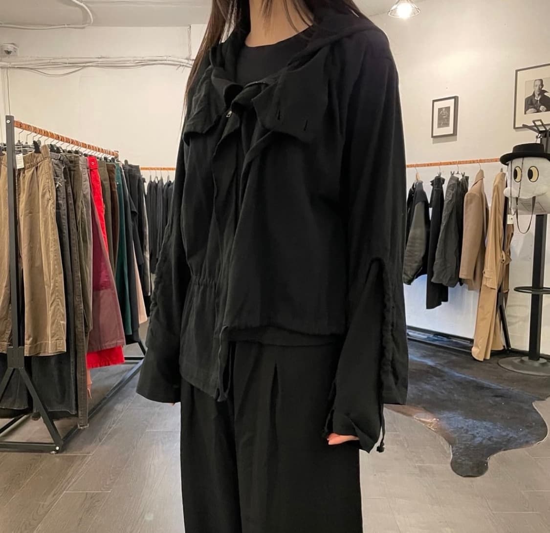 요지야마모토 레이어드 드레이핑 후드집업 상품이미지4