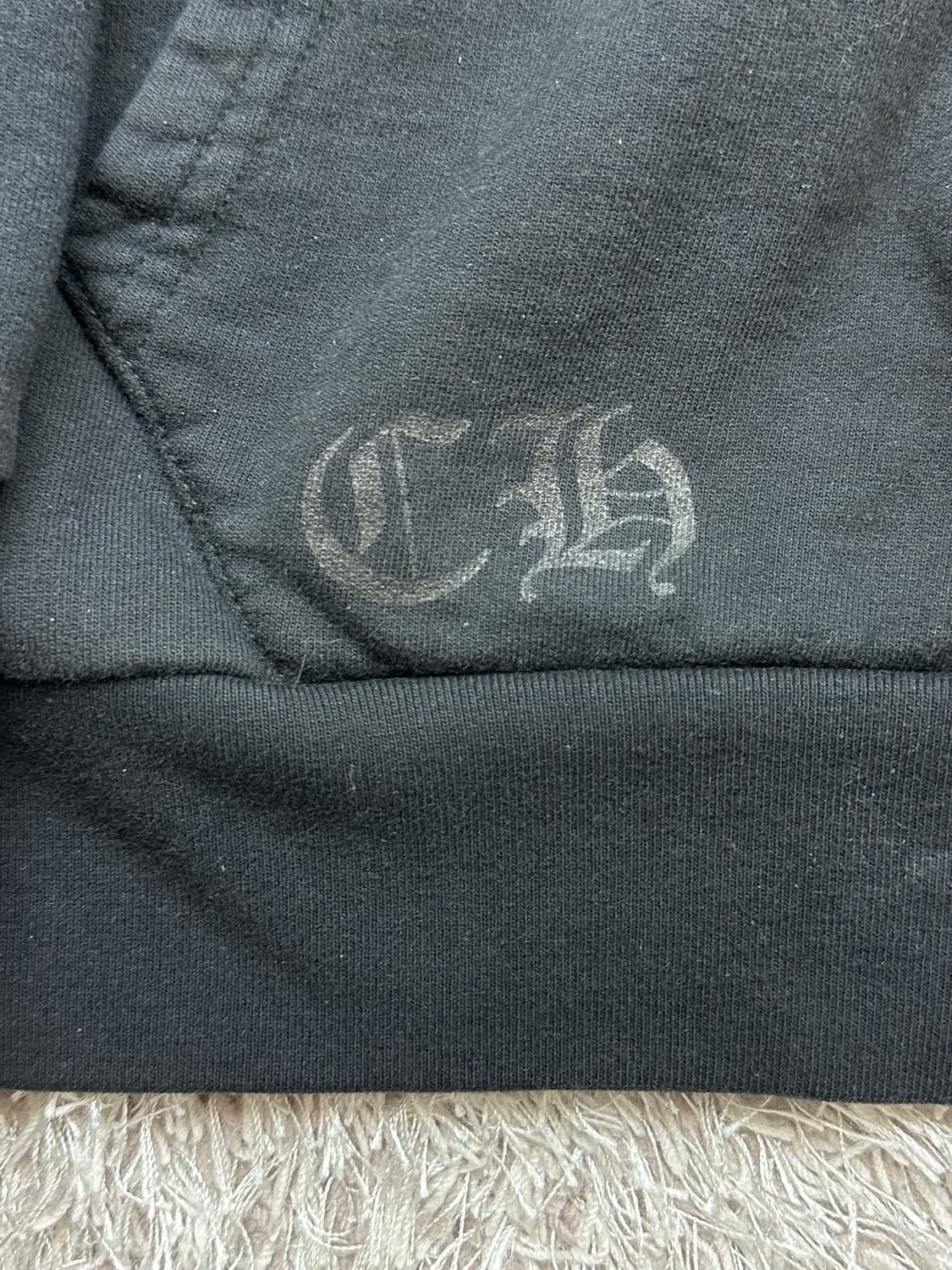 [XXL] 백화점판 정품 크롬하츠 홀스슈 플로랄 플리스 집업 후드 블랙 상품이미지5