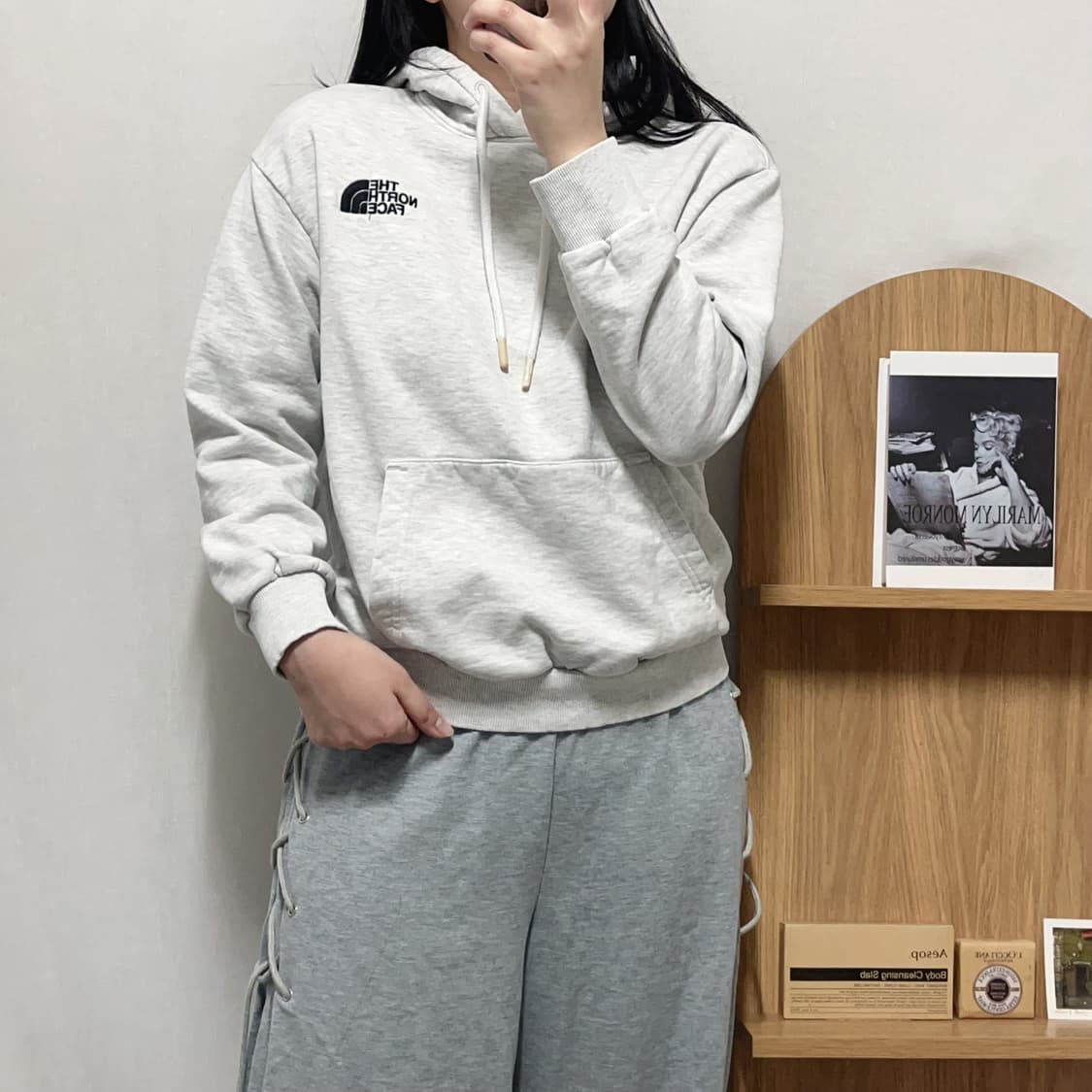 [정품] 노스페이스 멜란지 기모 후드티 [ S ] 상품이미지1