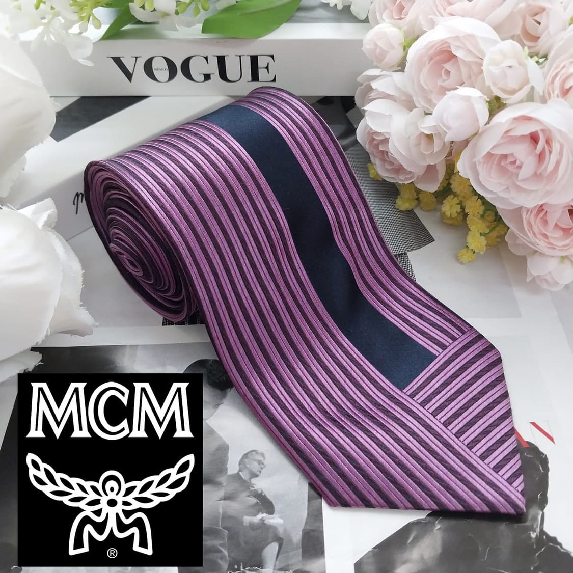 엠씨엠 실크 퍼플 스트라이프 넥타이 9.3cm A+등급 K2128
 상품이미지1