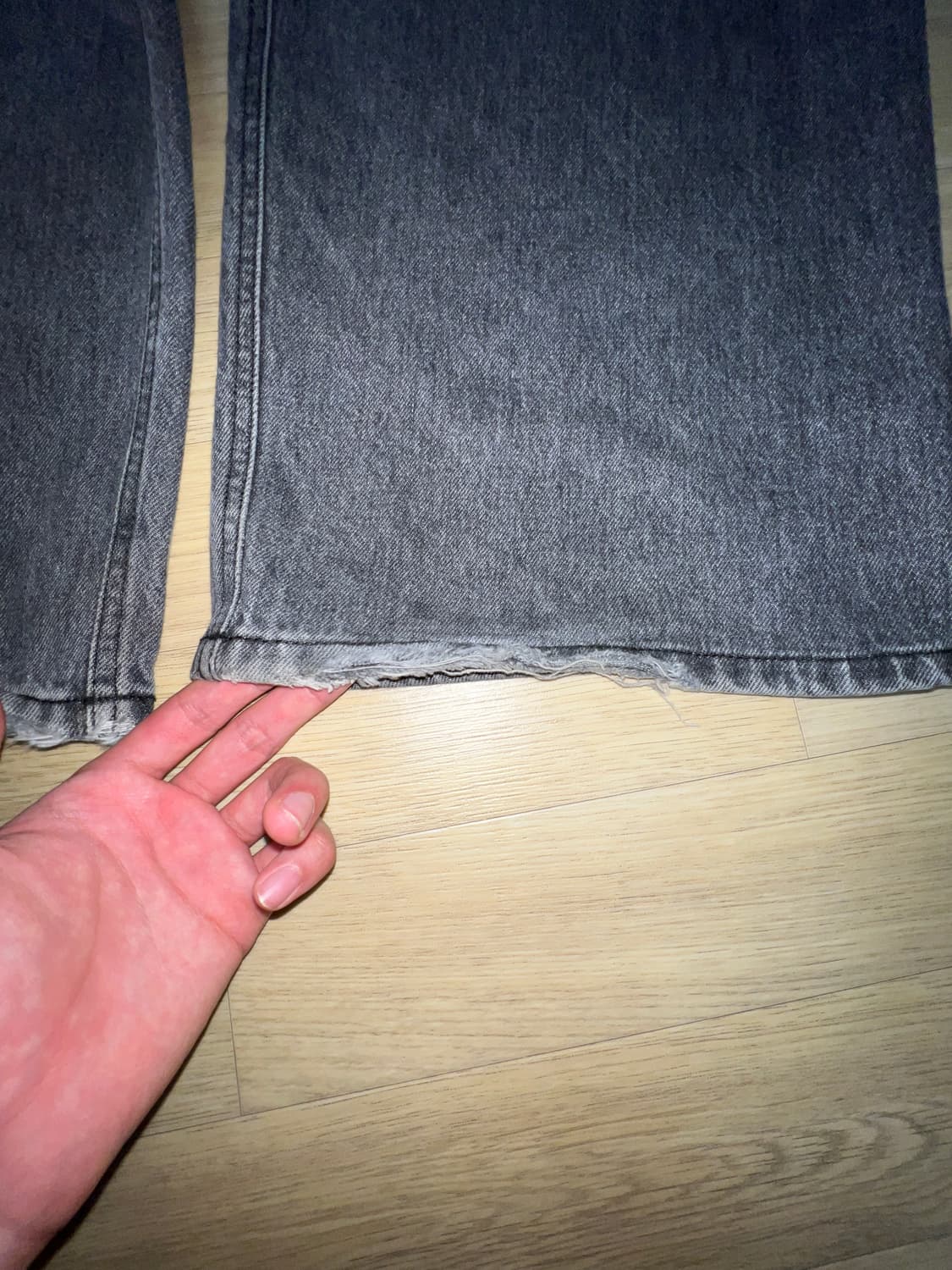 해칭룸 와이드 커브진 워시드 블랙 2(S) 사이즈 상품이미지7