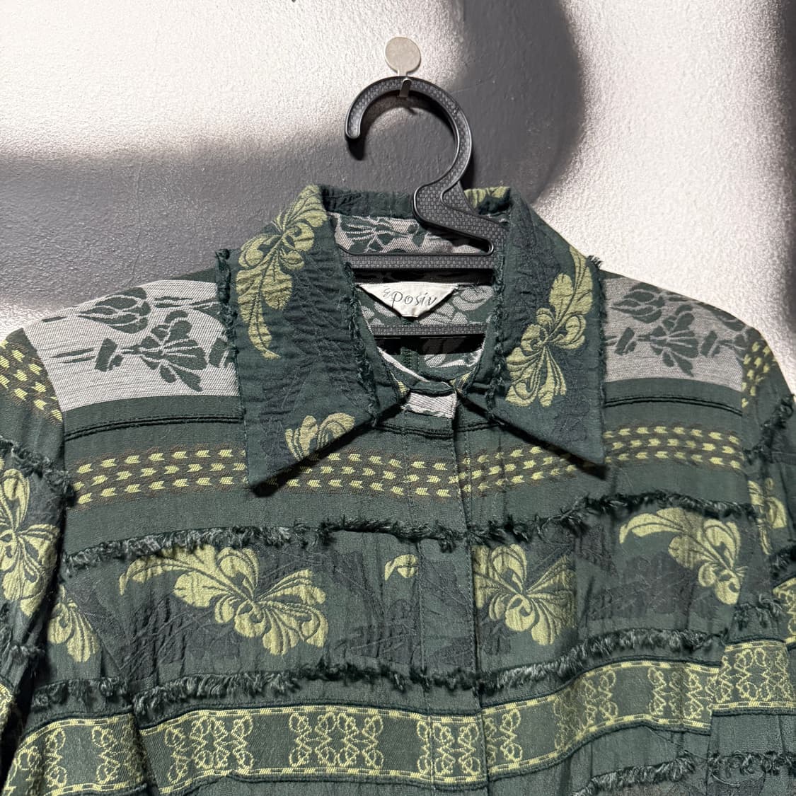 VTG 빈티지 페어리 그런지 그린 패턴 테슬 크롭 자켓 상품이미지3