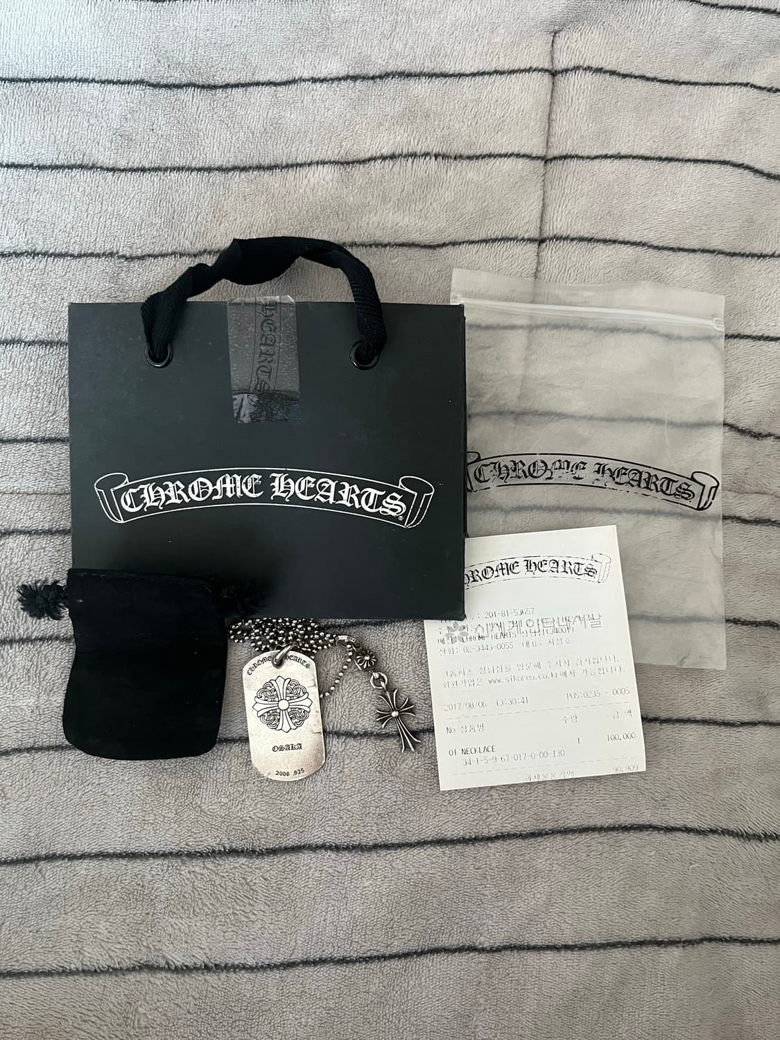 크롬하츠 오사카한정 도그택 원볼 타이니 크로스 군번줄 목걸이 상품이미지7