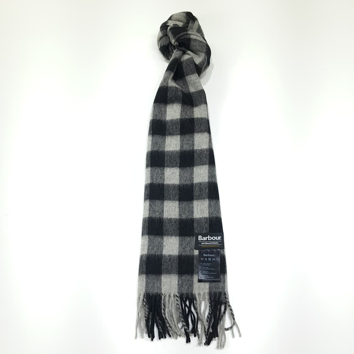 MX472 바버 램스울 인터내셔널 체크 그레이 머플러 목도리 상품이미지5