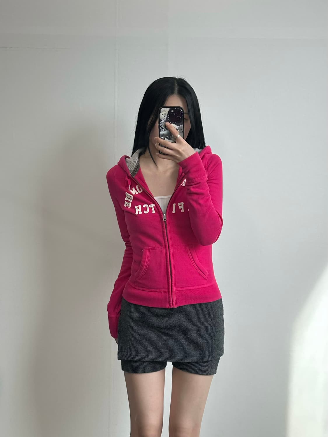 아베크롬비 y2k 와투케 핑크 딱붙 후드집업 상품이미지1