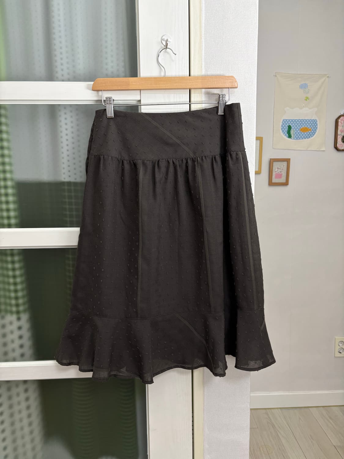 브라운 도트 미디 스커트 상품이미지5