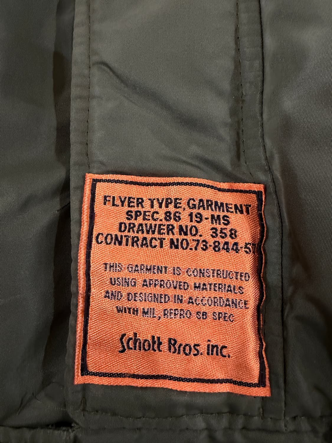 80's Schott Bros. inc. 쇼트 MA-1 플라이트 자켓 상품이미지7