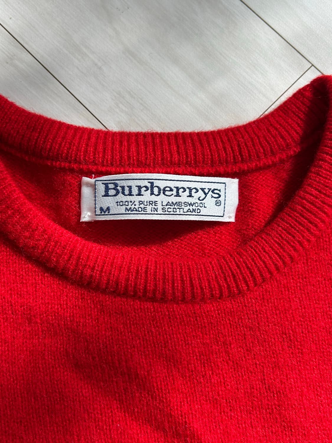 Burberry 100% 순수 램스울 레드 월계수 니트 M 상품이미지3