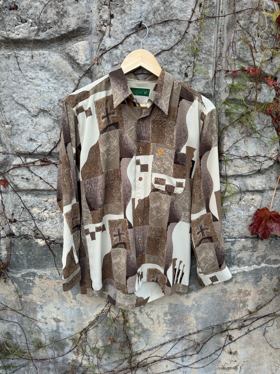 일본 빈티지 폴리100 에스닉 패턴 셔츠 m 상품이미지1