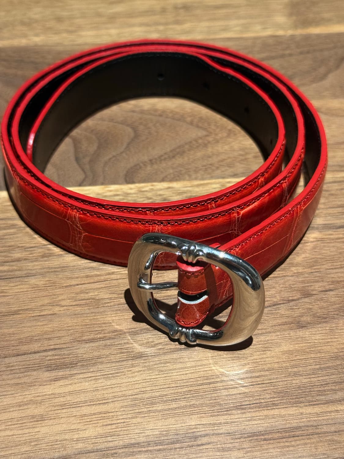 크롬하츠 1인치 레드 악어가죽 건슬링어 벨트 버클 상품이미지1