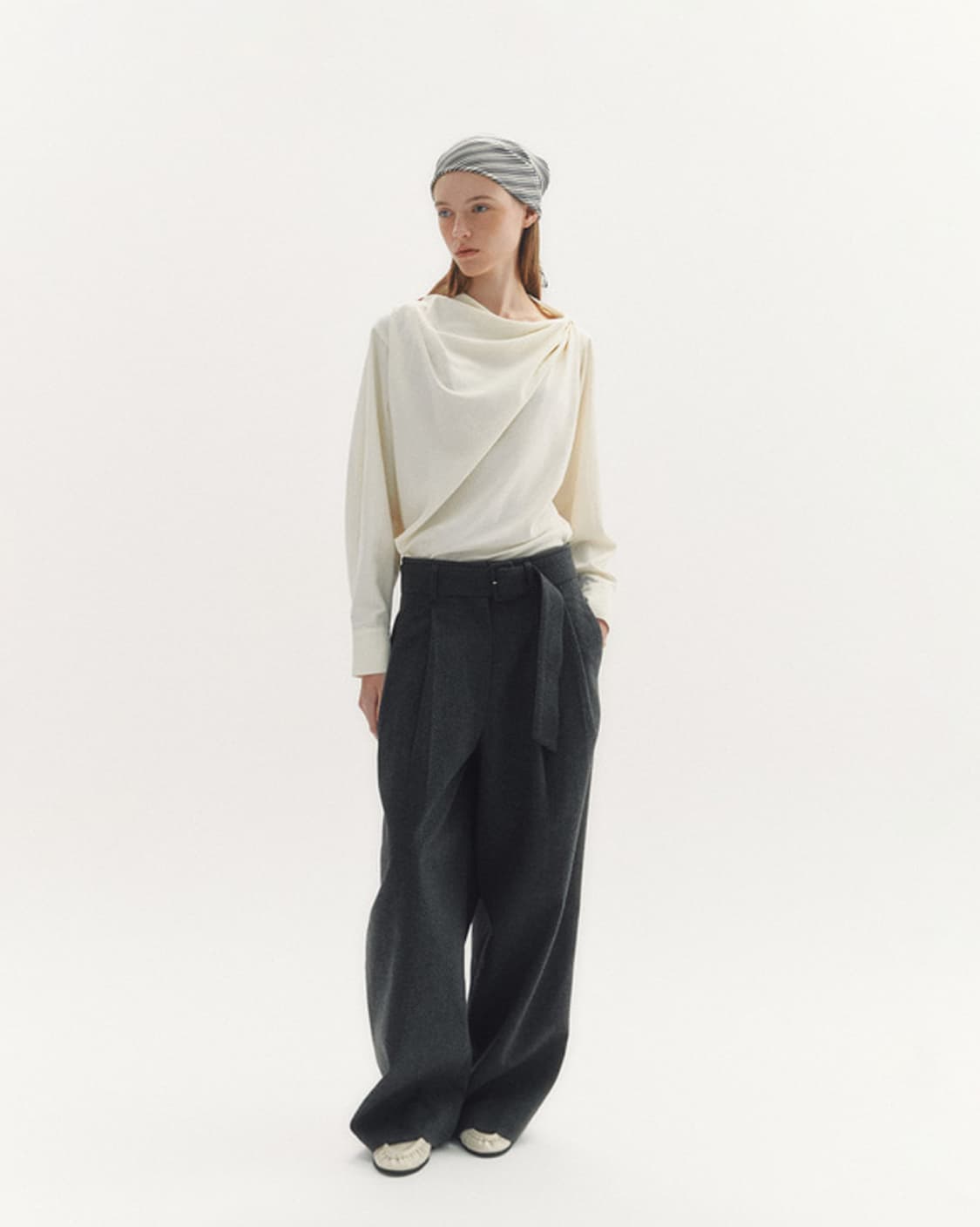 Wool Belted Wide Pants(black) 상품이미지1