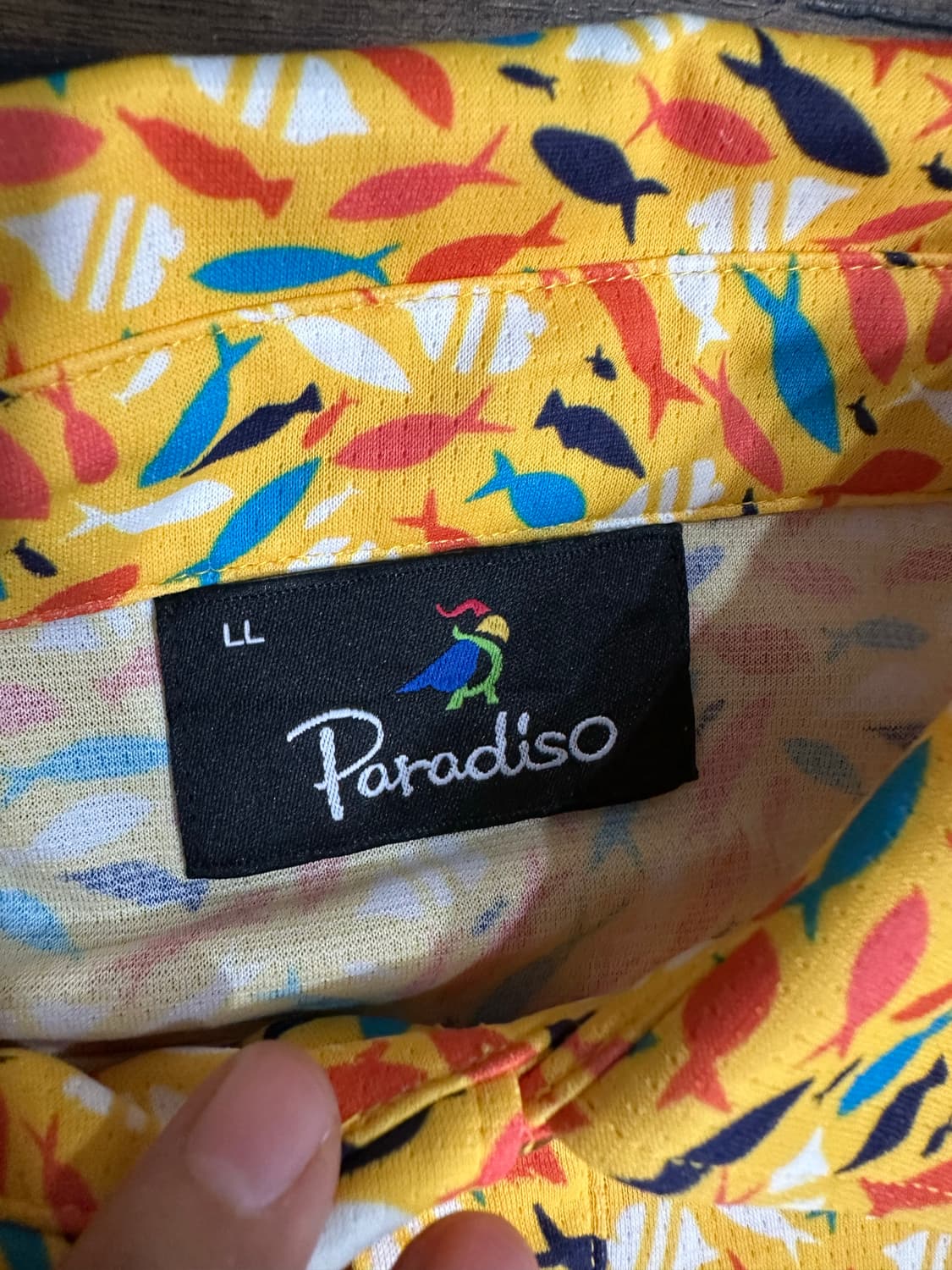 Paradiso 일본 골프웨어 물고기 패턴 카라티 XL 새상품 상품이미지3