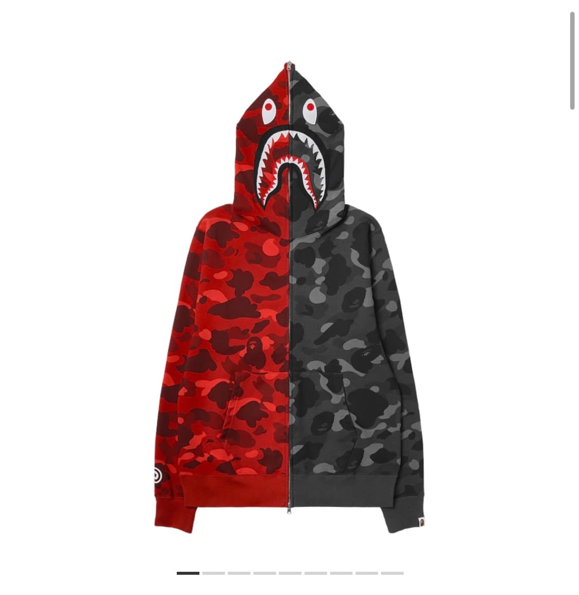 (XL) 베이프 컬러 카모 세퍼레이트 샤크 풀 집 후드 레드 블랙 상품이미지1