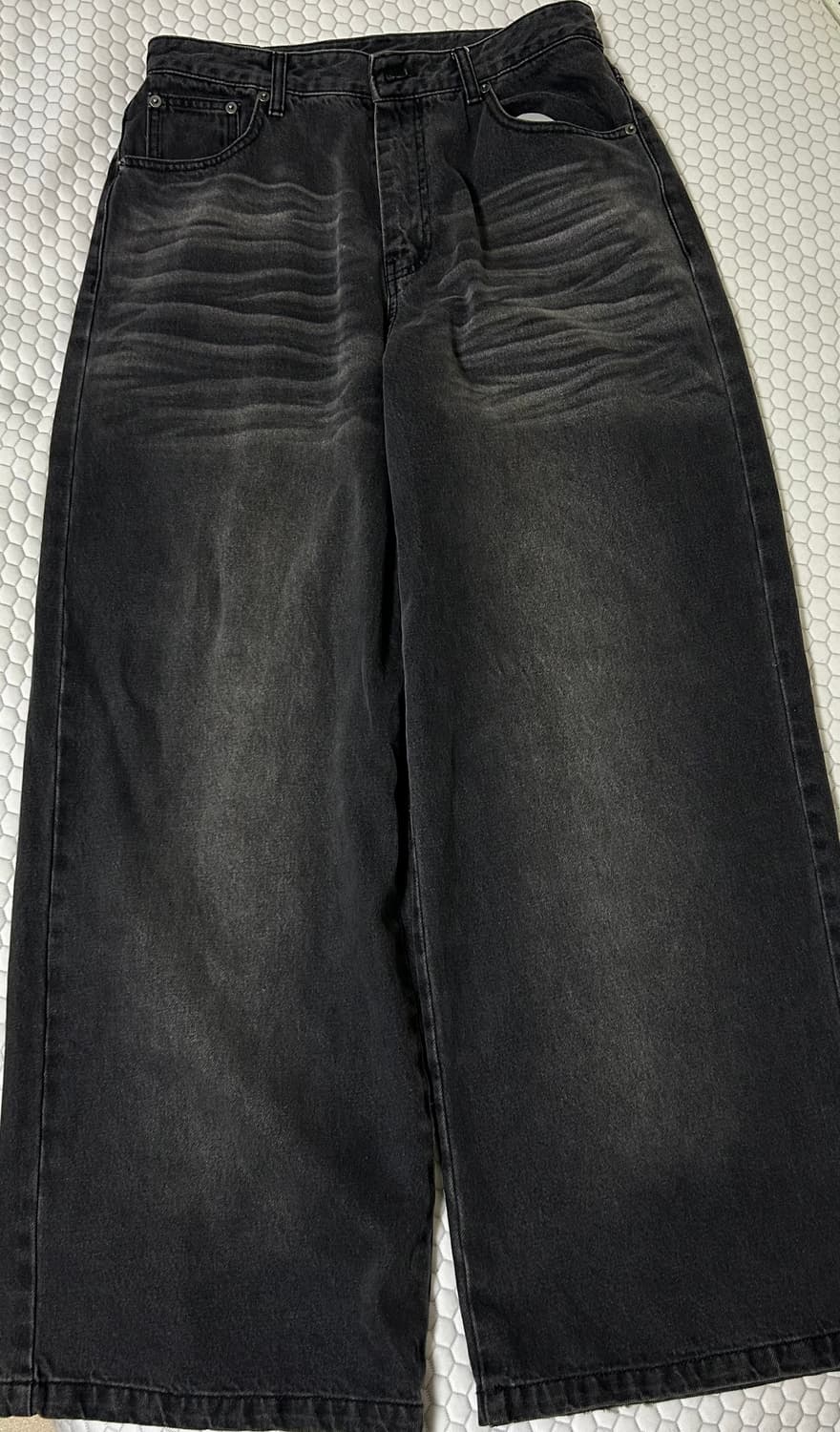 노이어 캣워싱 와이드블랙데님 50size 상품이미지1