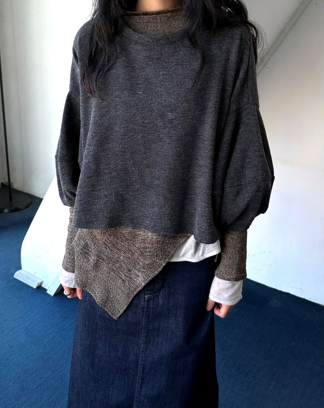 Fuff sleeve design wide silhouette knit  상품이미지7