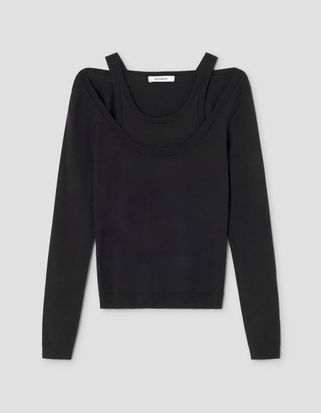 gimaguas  컷아웃 니트 긴팔 그레이 상품이미지4