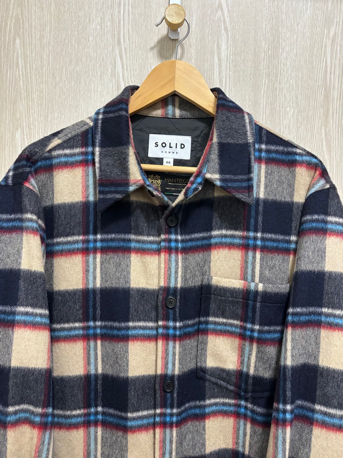 새상품급)솔리드옴므 울블렌드 퀼팅안감 오버핏 아우터셔츠자켓48 상품이미지3