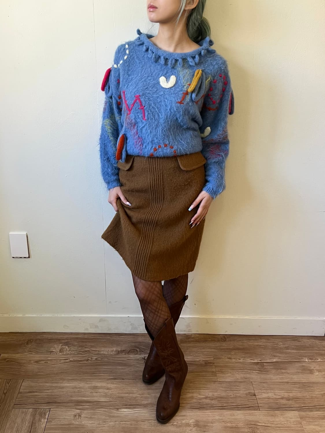 BIGI 모헤어 카멜 스커트 상품이미지5