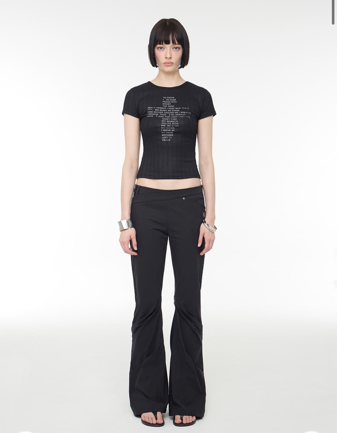락케이크 Wrap Waist Flare Pants - Black 상품이미지2
