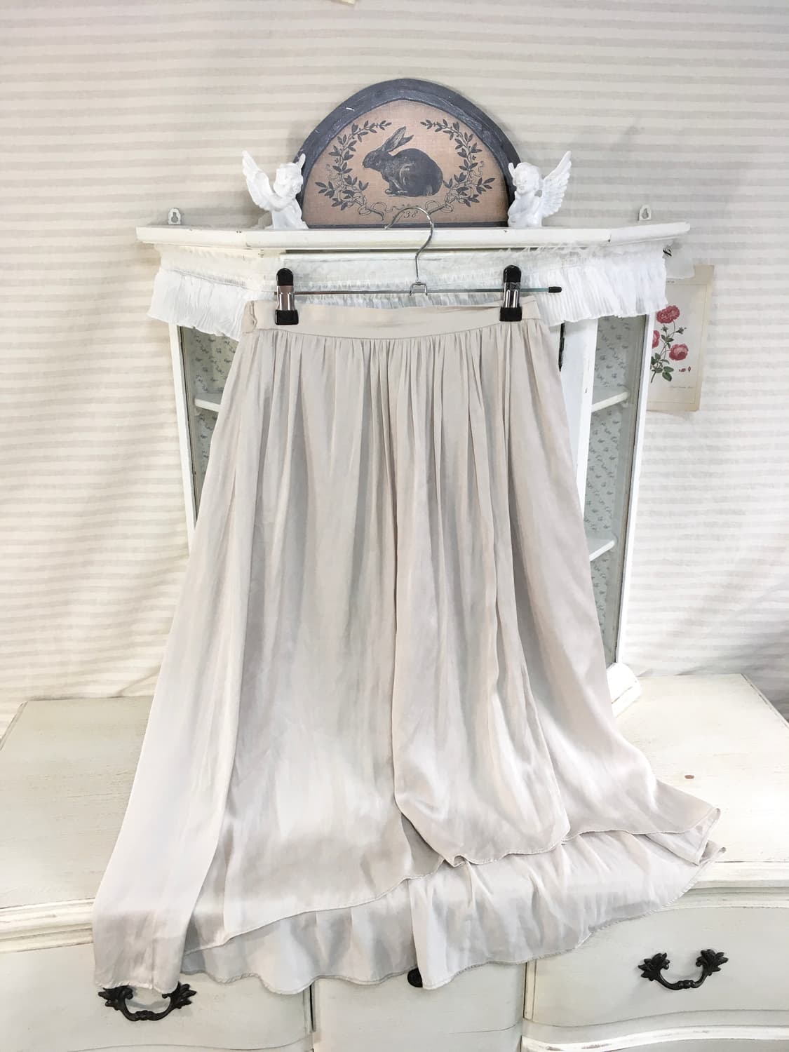빈티지 아이보리 새틴 스커트 상품이미지4