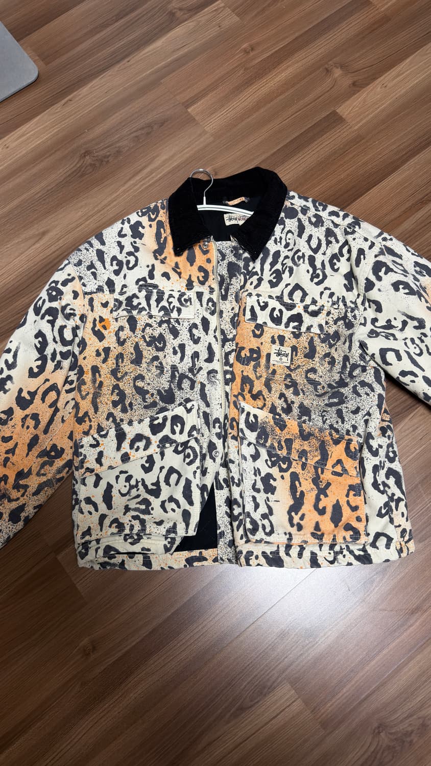 스투시 워시드 캔버스샵 레오파드 자켓 L 상품이미지3