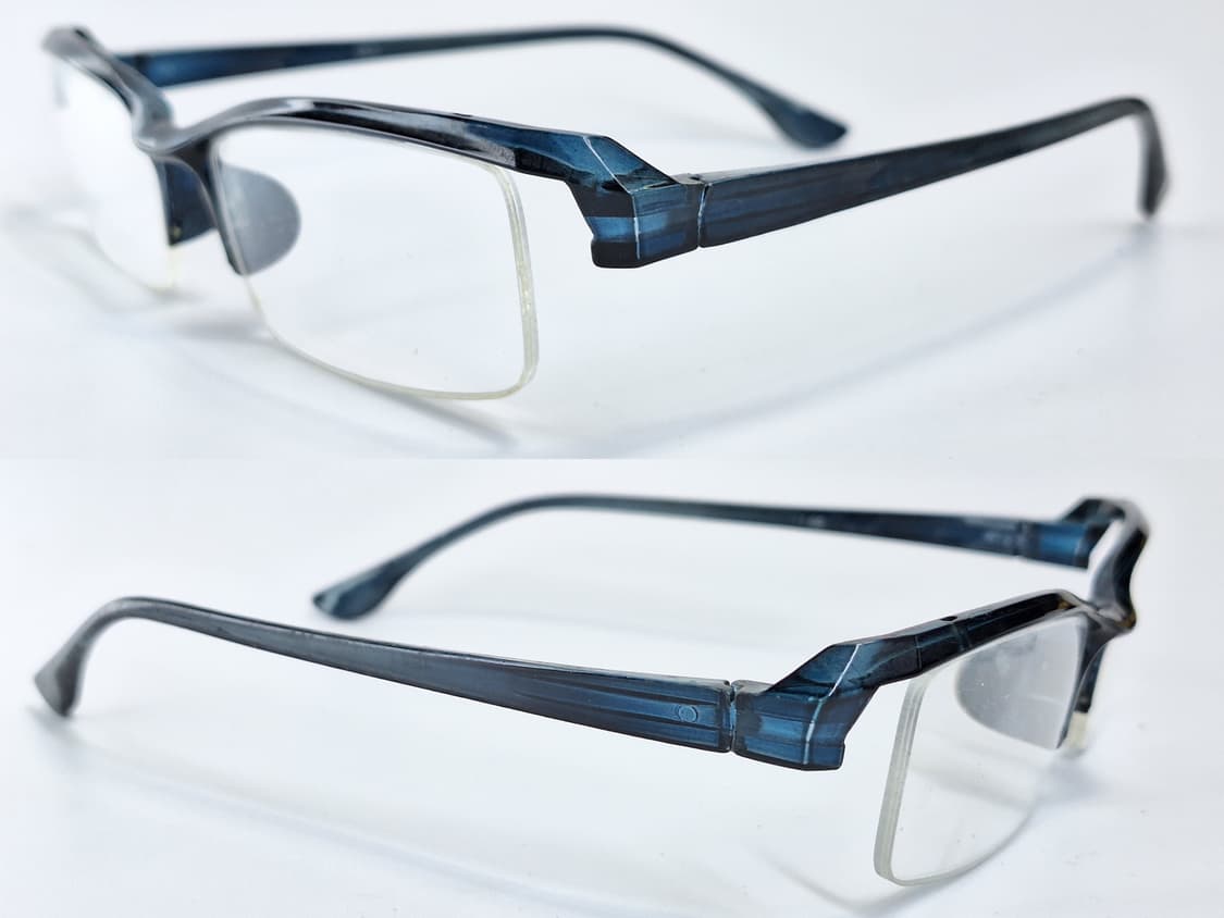 00s 일본 빈티지/4EX 네이비 블랙 라이너 반무테 안경 빅사이즈  상품이미지3