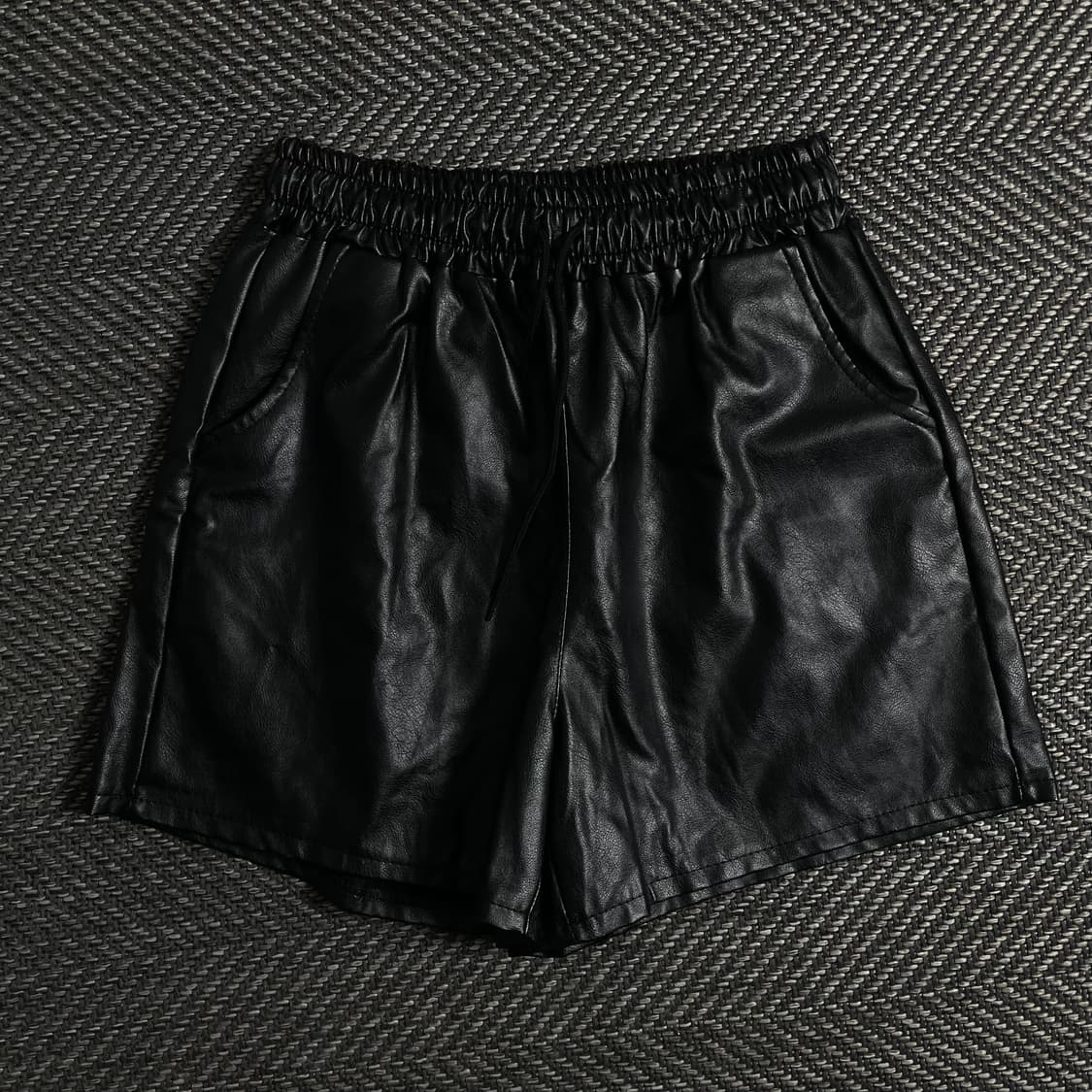 빈티지 우먼스 비건 레더 버뮤다 하프 팬츠o 3659 상품이미지1