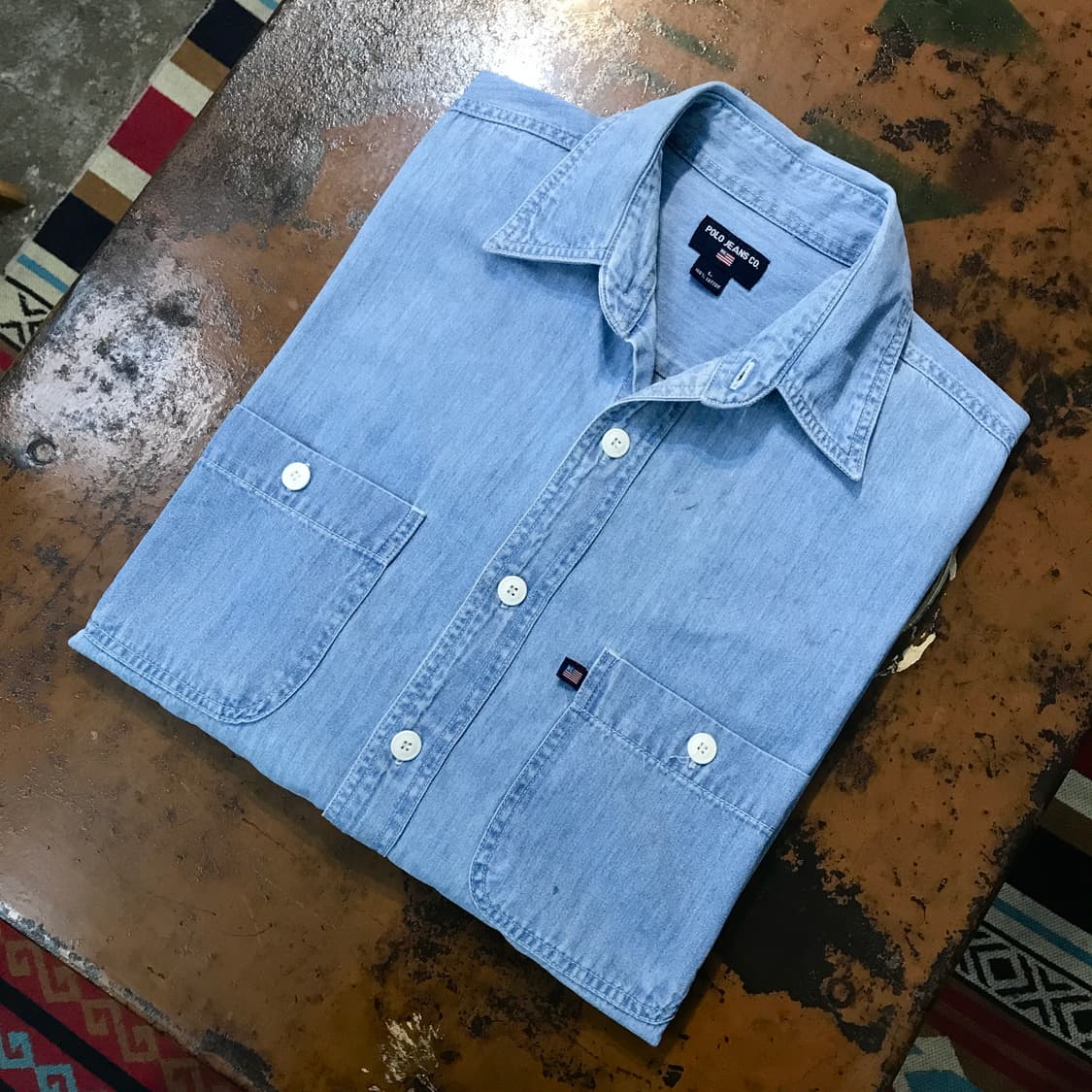 폴로랄프로렌 진스 투포켓 연중청 데님 셔츠 남성 110 사이즈 상품이미지1