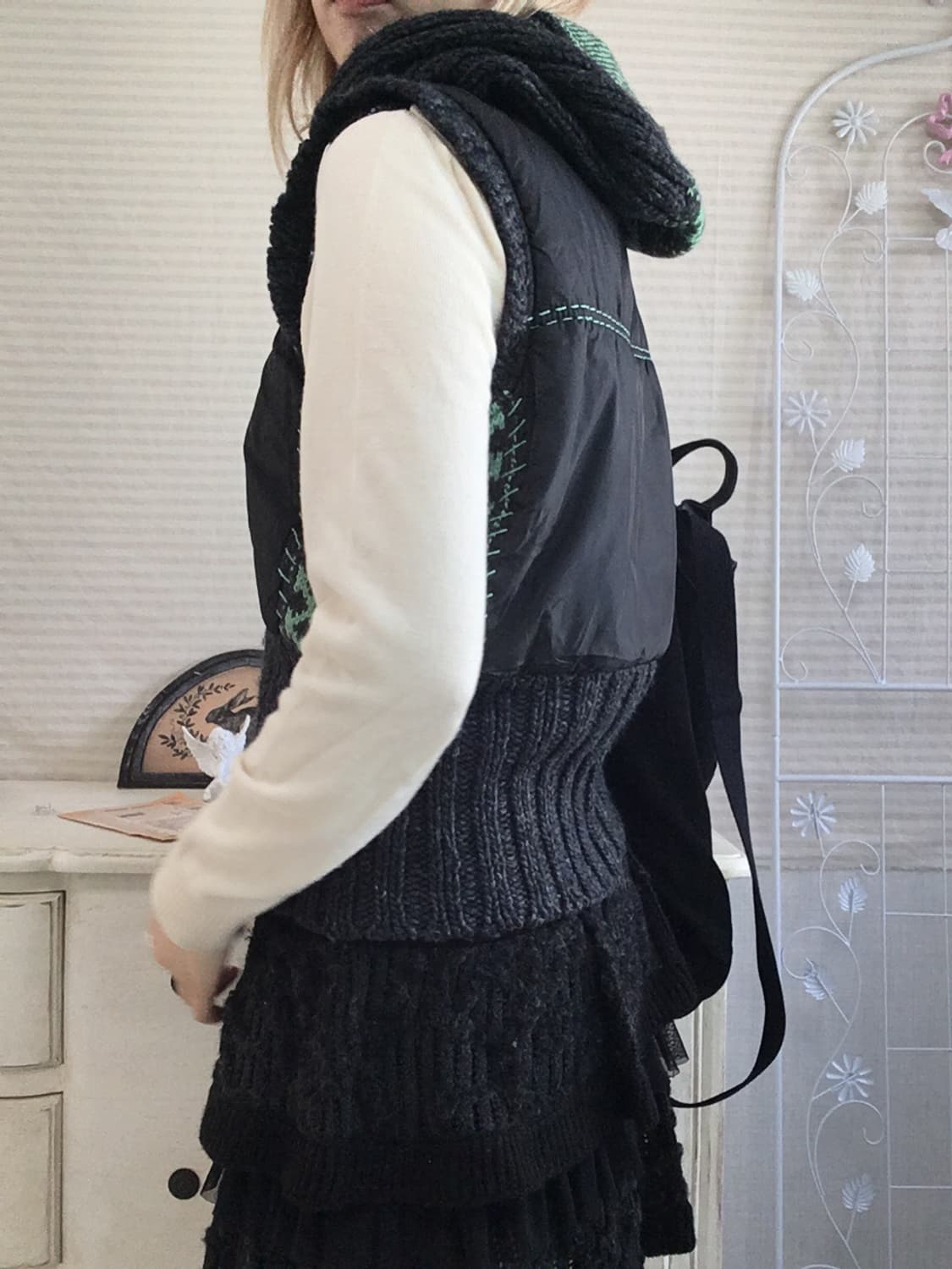 jpn vintage nordic knit stitch hood down 상품이미지6