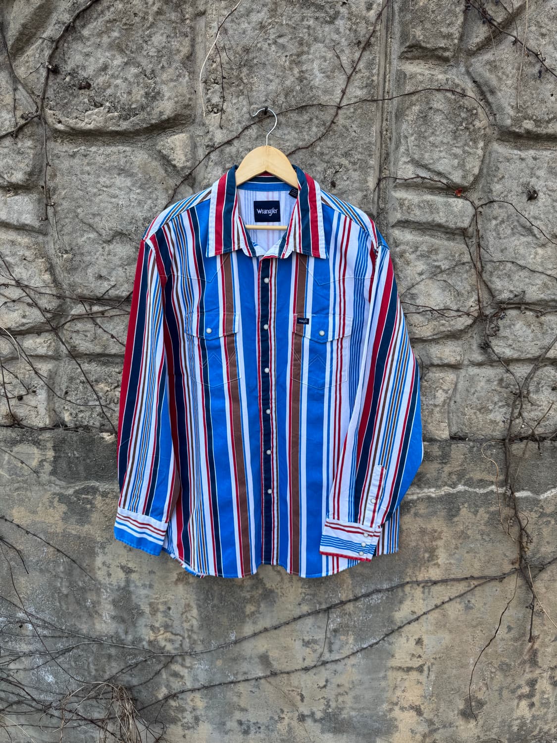 랭글러 빈티지 브러쉬포퍼 스트라이프 웨스턴 셔츠 xl 상품이미지1