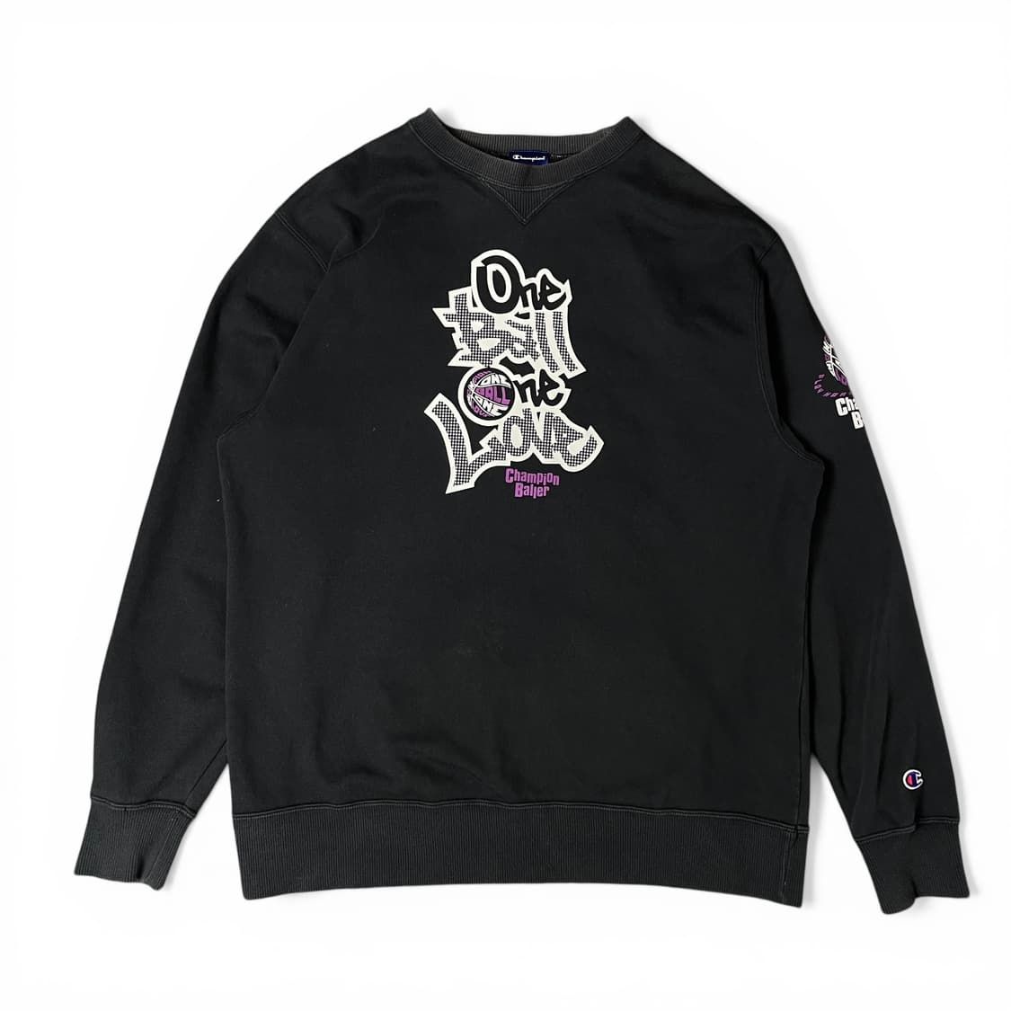 챔피온 블랙 바스켓볼 로고 맨투맨 상품이미지1