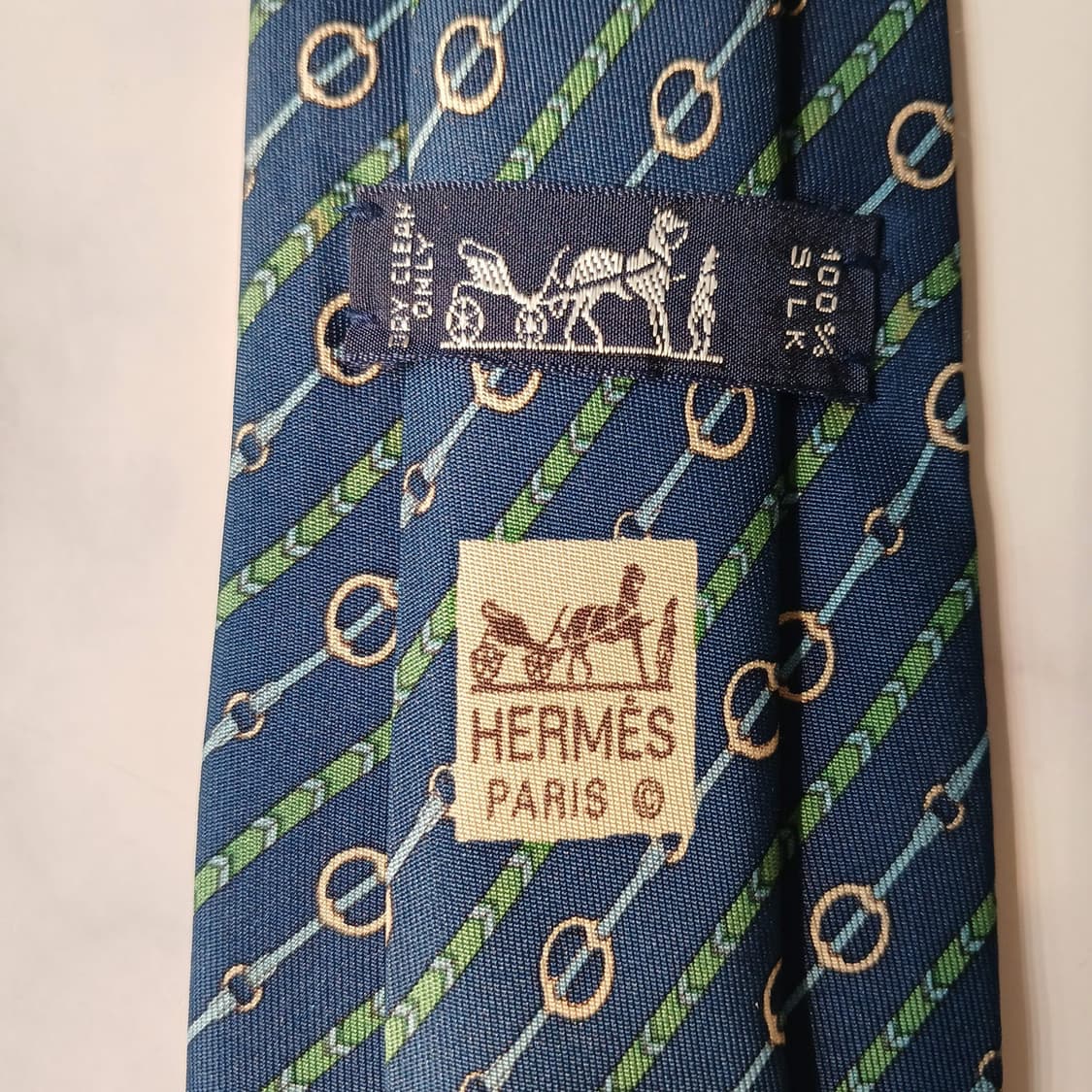 에르메스 실크 네이비 체인 패턴 넥타이 8cm B등급 E745 상품이미지5