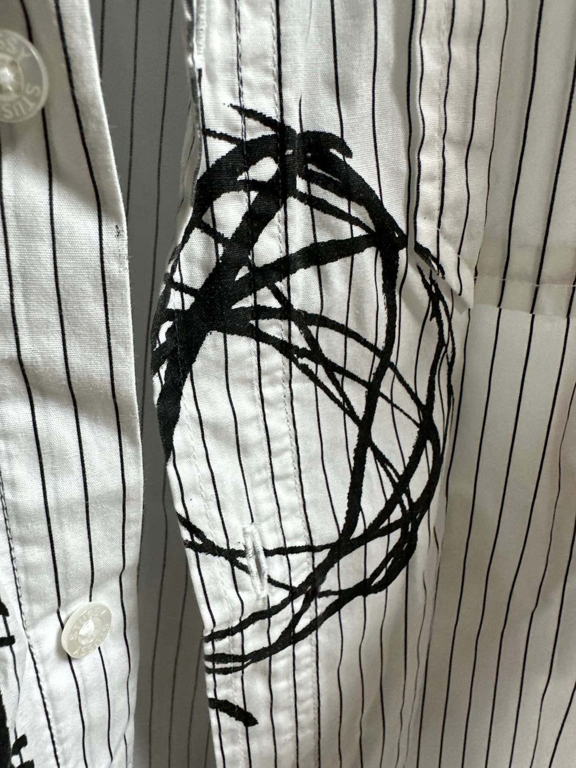 STUSSY 스투시 스트라이프 그래픽 반팔 셔츠 L 상품이미지4