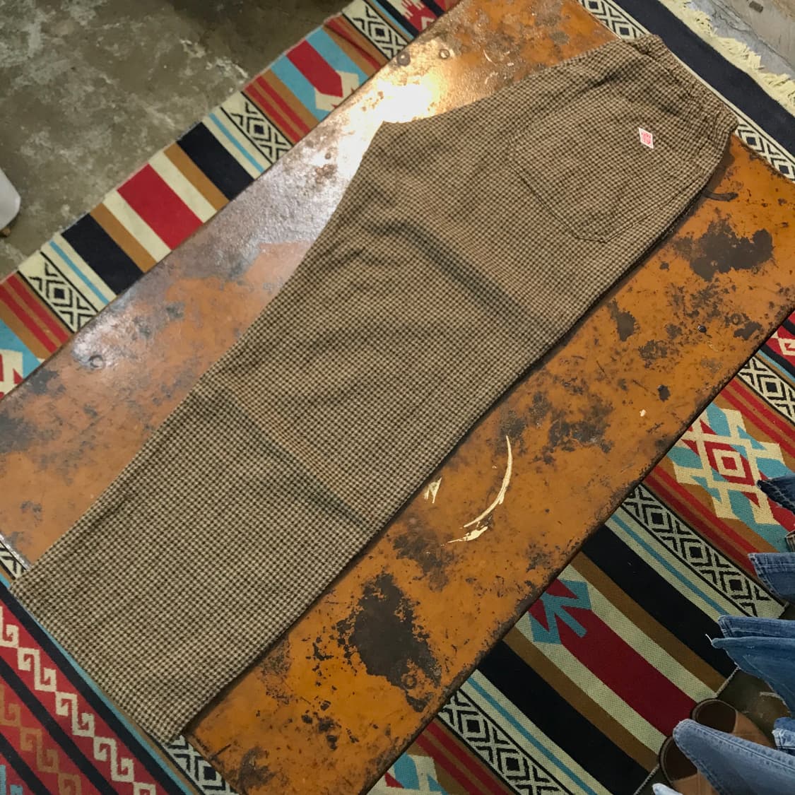 단톤 브라운 체크 울 밴딩 팬츠 허리 28 31 사이즈  상품이미지2