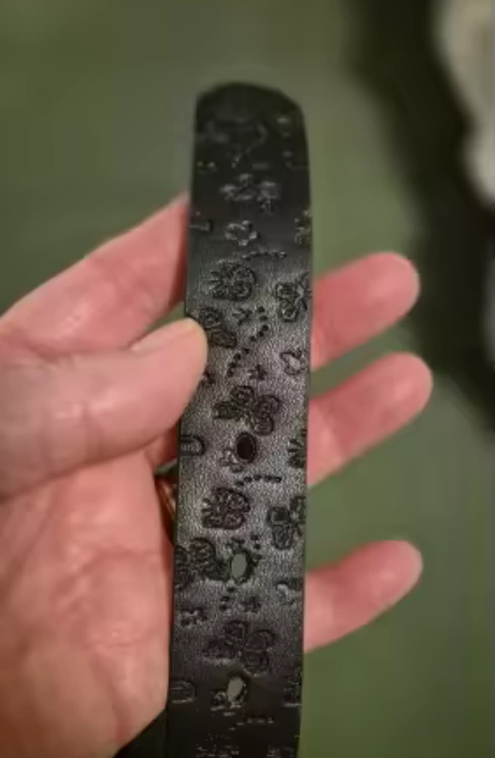 웨스턴 블랙 플라워 나비 패턴 남녀공용 벨트 상품이미지3